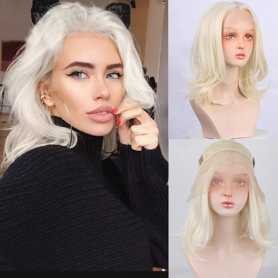 Synthetic Lace Front Wigs for Women Black Mid-length Wavy Free Part  Women's Wigs Cosplay Wig Wigs