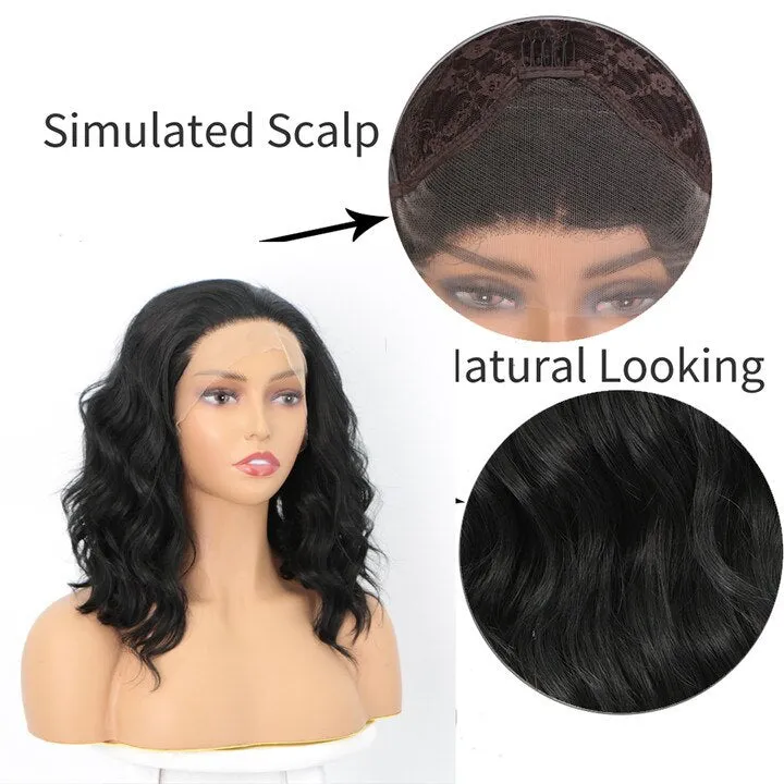 Synthetic Lace Front Wigs for Women Black Mid-length Wavy Free Part  Women's Wigs Cosplay Wig Wigs