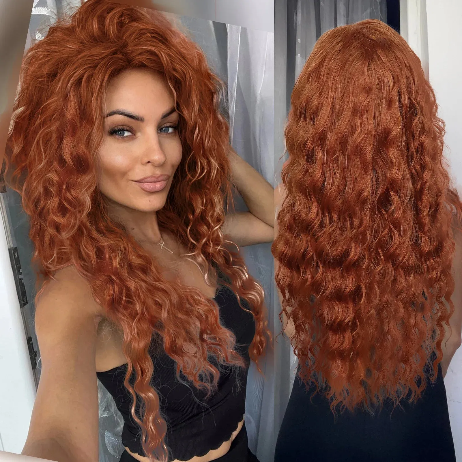 Synthetic Long Curly Wigs for White Women Ash Blonde Wig Natural Large Volume Wig Fluffy Hairstyle Costume Wedding Wig