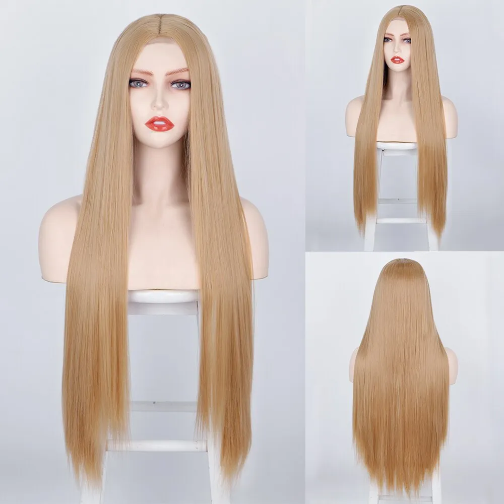 Synthetic Wig Long Straight Wig  Cosplay Wig Orange Ginger Color Heat Resistant Wigs For Women
