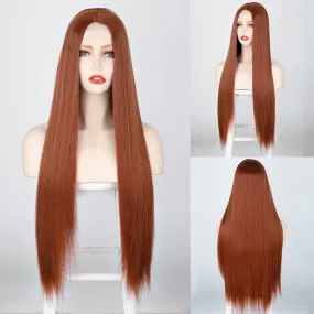 Synthetic Wig Long Straight Wig  Cosplay Wig Orange Ginger Color Heat Resistant Wigs For Women