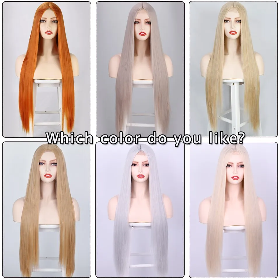 Synthetic Wig Long Straight Wig  Cosplay Wig Orange Ginger Color Heat Resistant Wigs For Women