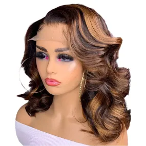 TEEK - Highlight Body Wave Short Bob Human Lace Frontal Wig