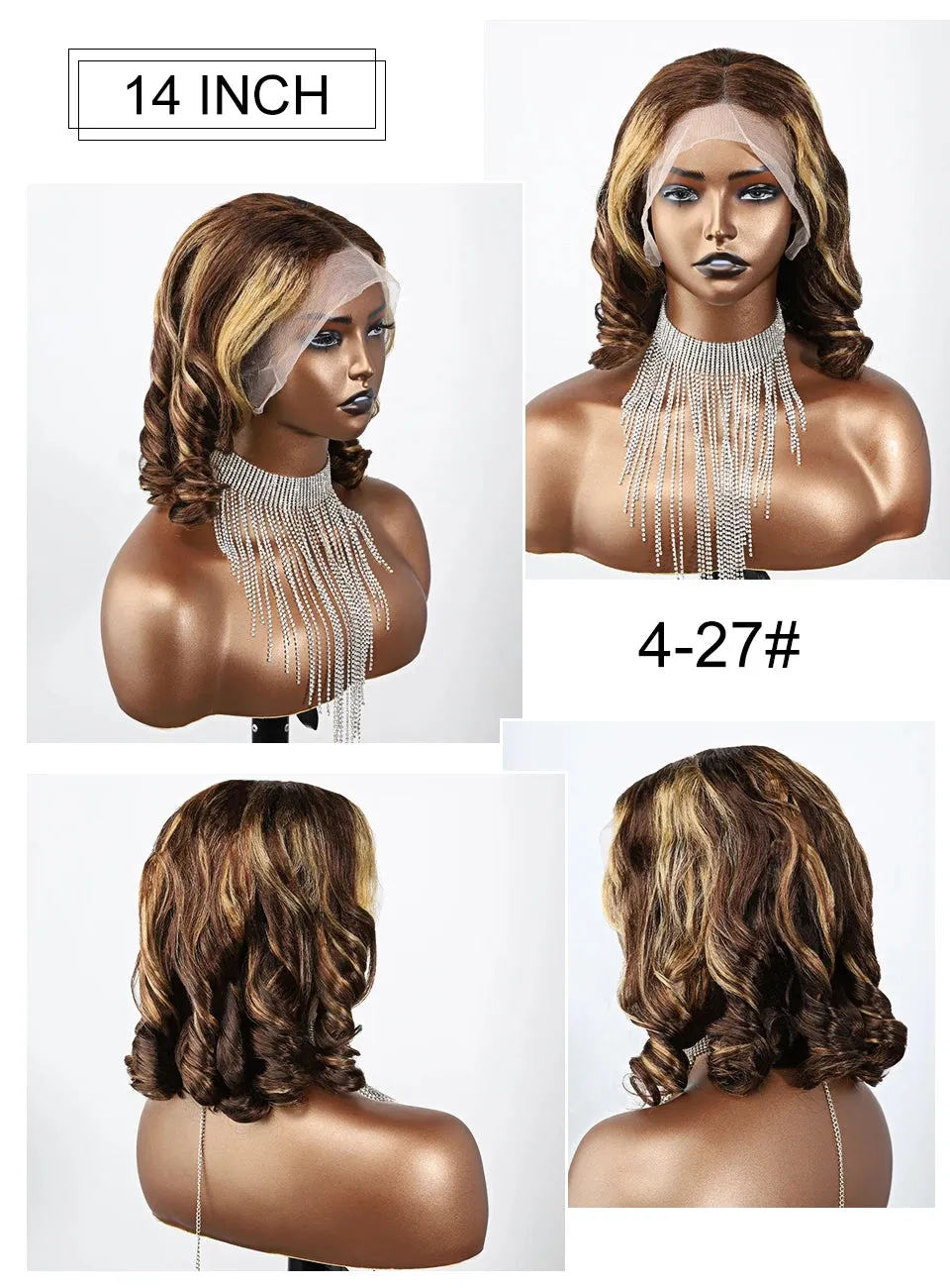 TEEK - Highlight Body Wave Short Bob Human Lace Frontal Wig
