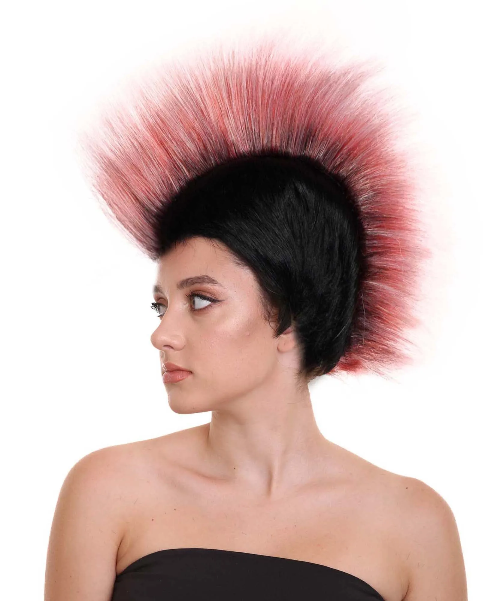 Troll Mohawk | Rock Star Full Pink Mohawk Wig | Premium Halloween Wig