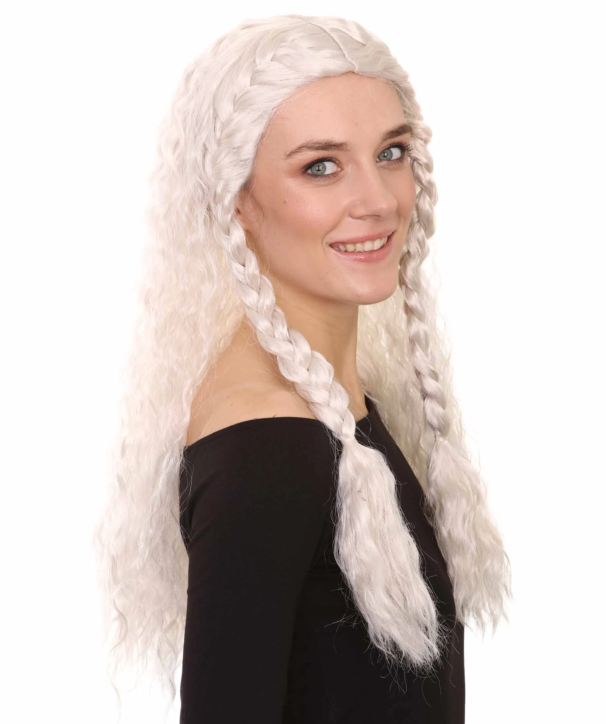 Viking Princess Womens Wig | White Royal Character Cosplay Halloween Wig | Premium Breathable Capless Cap