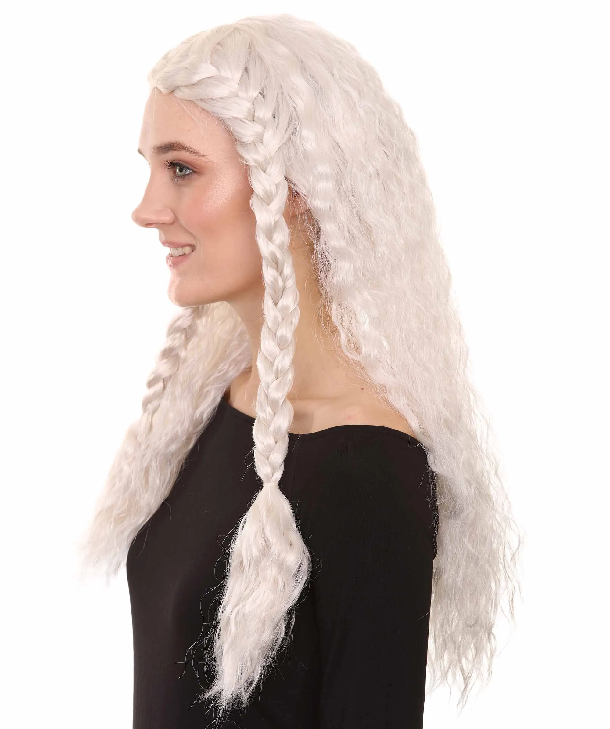 Viking Princess Womens Wig | White Royal Character Cosplay Halloween Wig | Premium Breathable Capless Cap