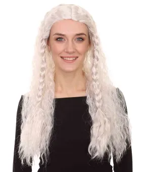 Viking Princess Womens Wig | White Royal Character Cosplay Halloween Wig | Premium Breathable Capless Cap