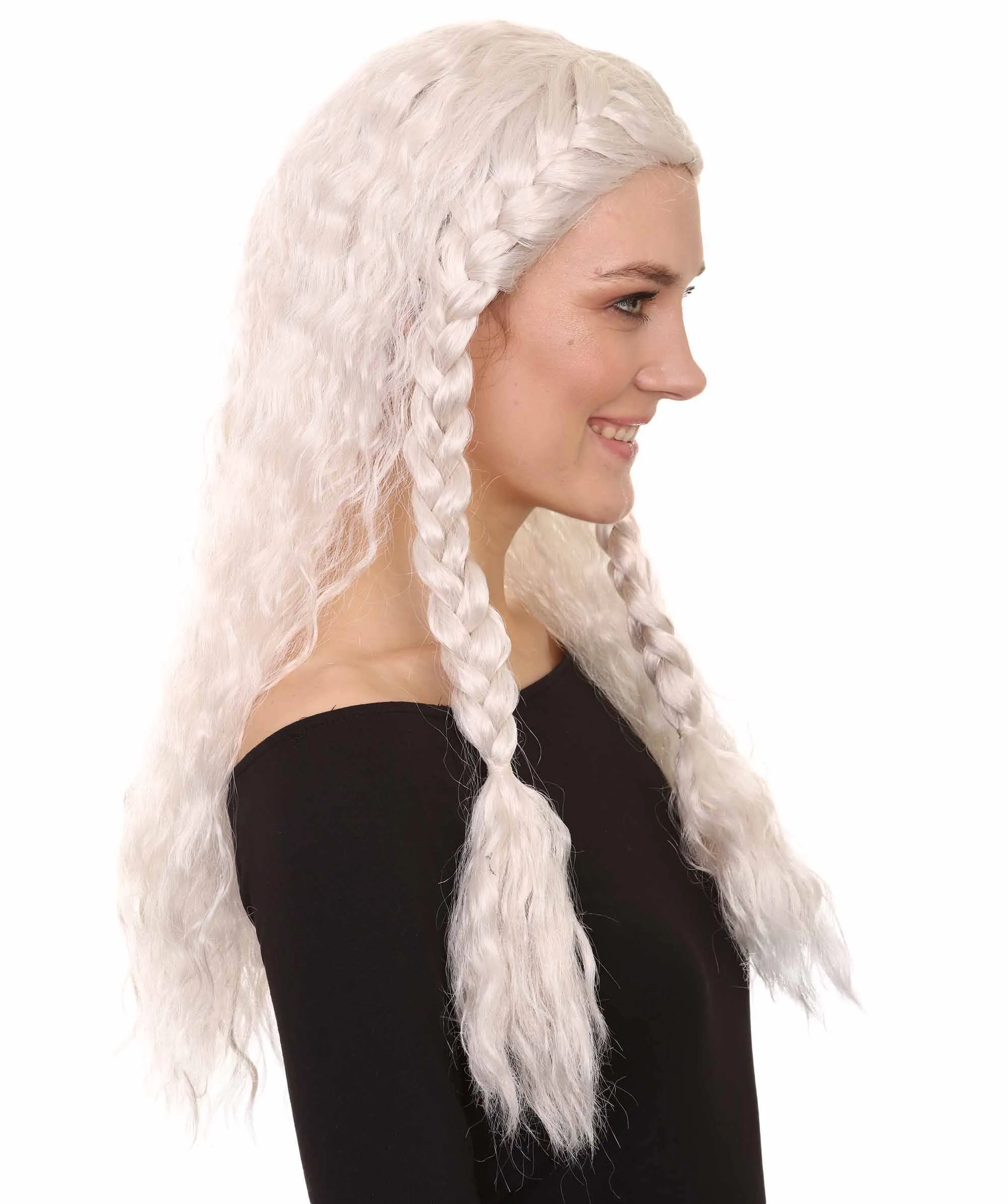 Viking Princess Womens Wig | White Royal Character Cosplay Halloween Wig | Premium Breathable Capless Cap