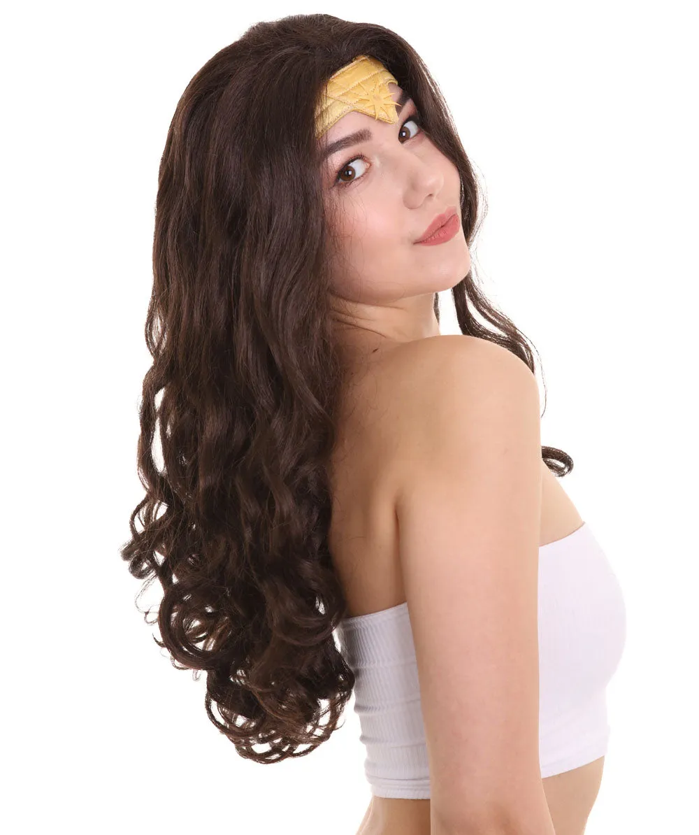 Women Curly Long Wig with Brown | Multiple Colors TV/Movie Wigs | Premium Breathable Capless Cap