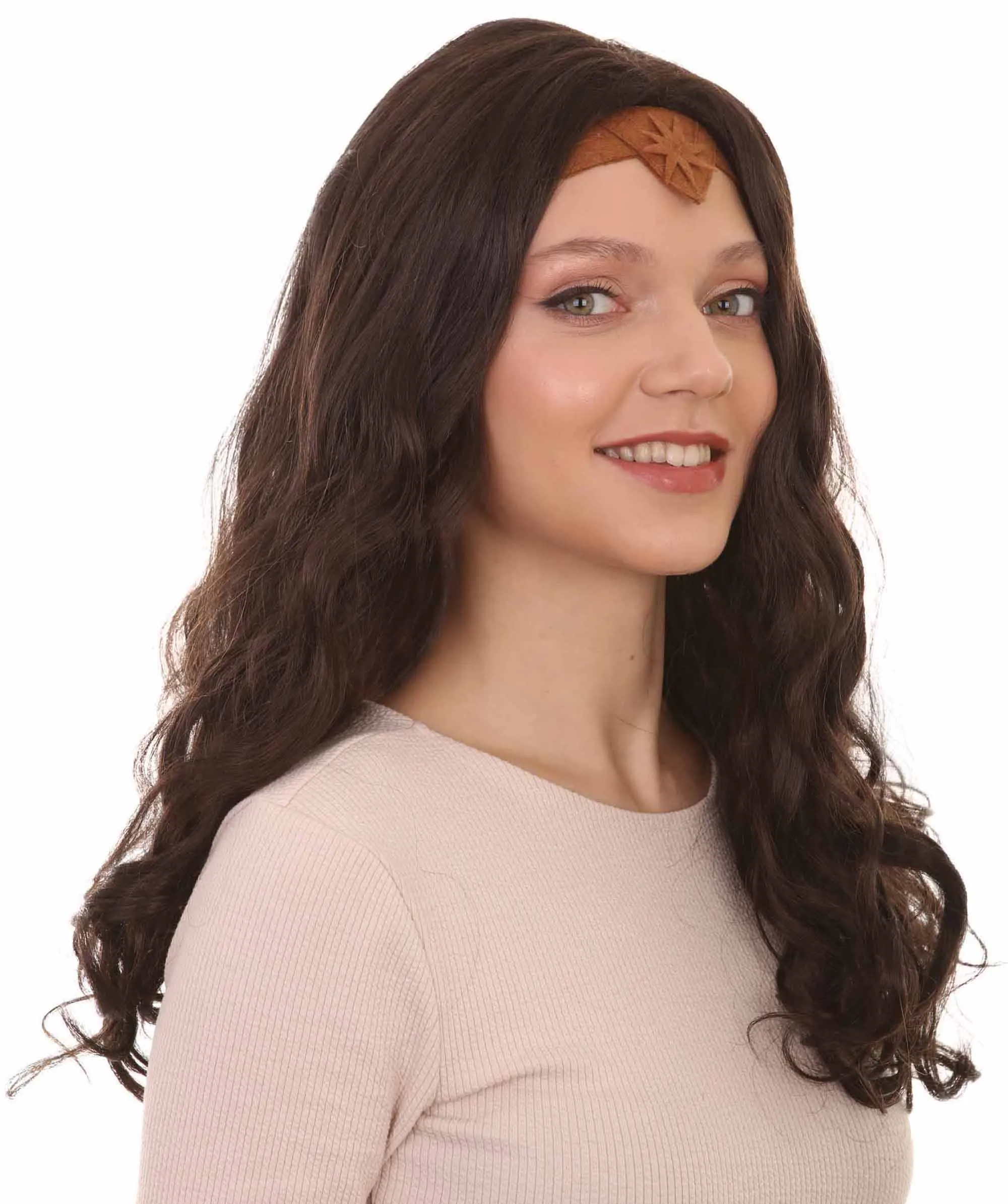 Women Curly Long Wig with Brown | Multiple Colors TV/Movie Wigs | Premium Breathable Capless Cap