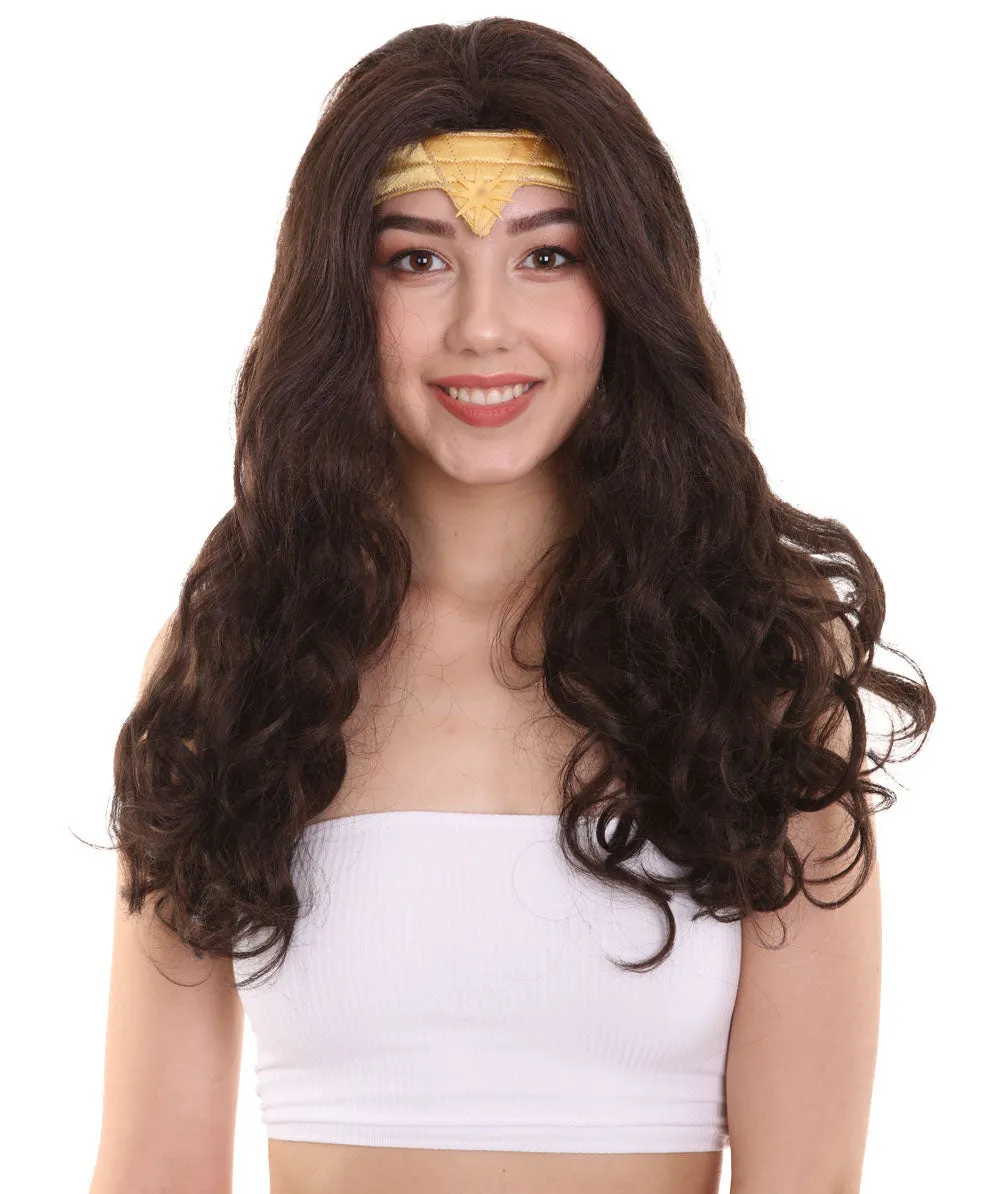 Women Curly Long Wig with Brown | Multiple Colors TV/Movie Wigs | Premium Breathable Capless Cap