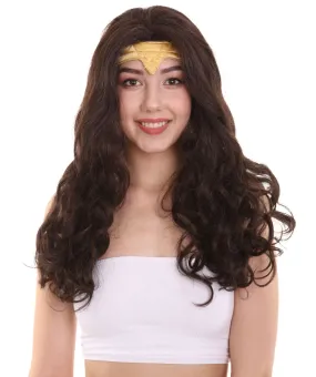 Women Curly Long Wig with Brown | Multiple Colors TV/Movie Wigs | Premium Breathable Capless Cap