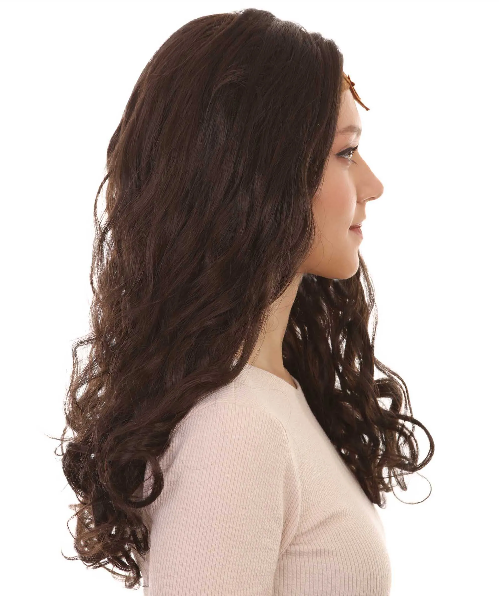 Women Curly Long Wig with Brown | Multiple Colors TV/Movie Wigs | Premium Breathable Capless Cap
