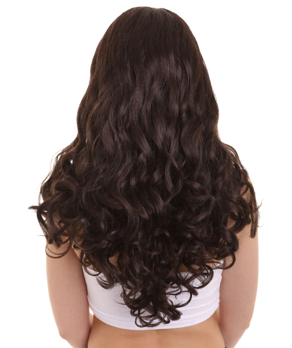Women Curly Long Wig with Brown | Multiple Colors TV/Movie Wigs | Premium Breathable Capless Cap