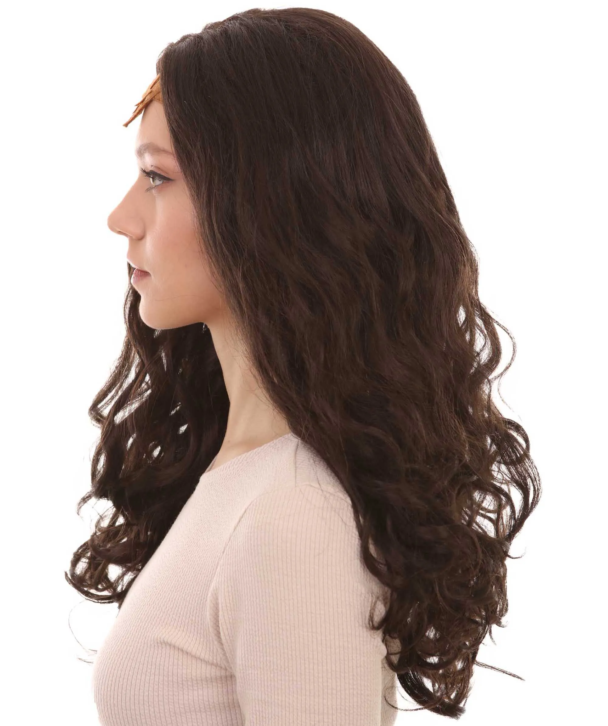 Women Curly Long Wig with Brown | Multiple Colors TV/Movie Wigs | Premium Breathable Capless Cap