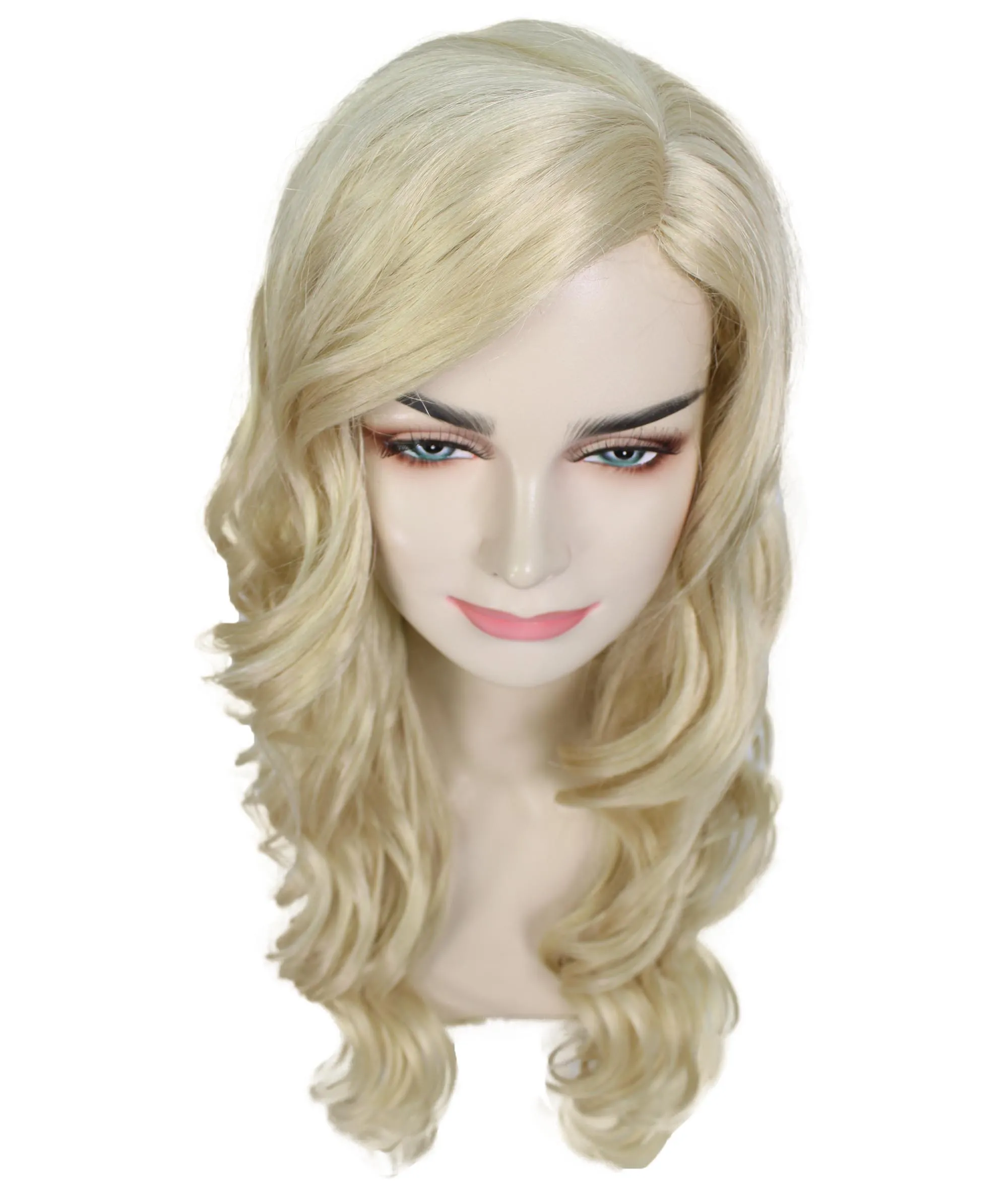 Womens 25.5" Long Curly Wig | Blonde Fashion Wig | Premium Breathable Capless Cap