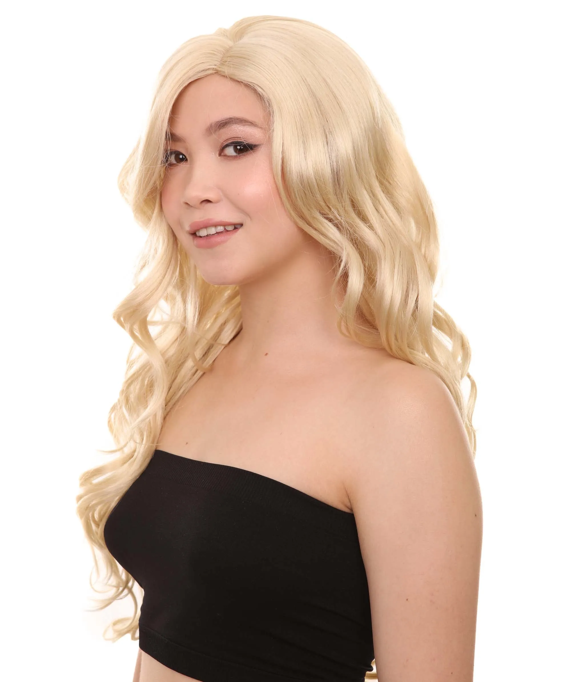 Womens 25.5" Long Curly Wig | Blonde Fashion Wig | Premium Breathable Capless Cap