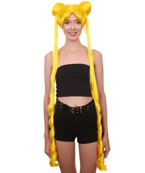 Womens Anime Ponytail Bun | Braided Sexy Cosplay Party Halloween Wig | Premium Breathable Capless Cap