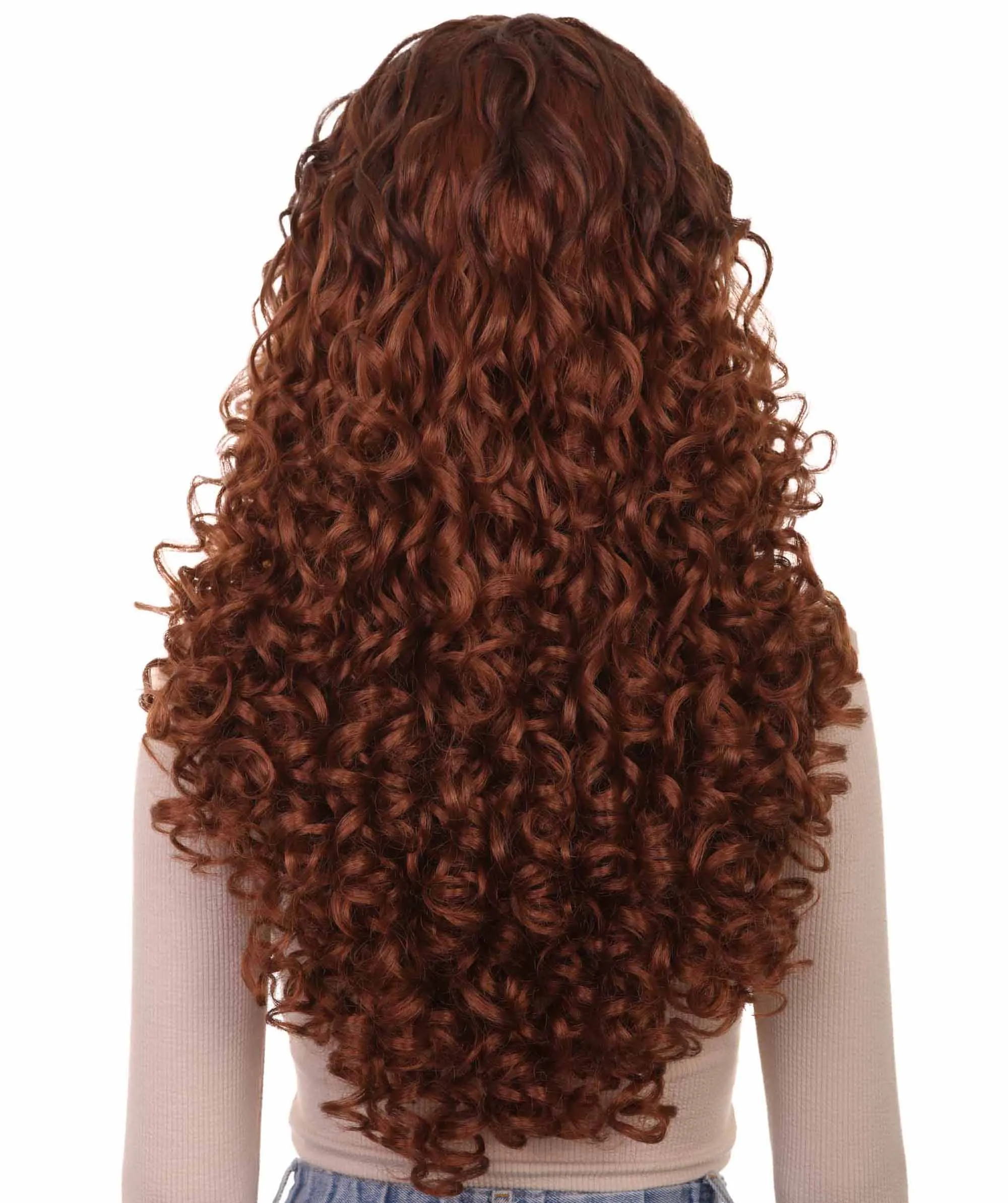 Womens Brown Long Curly Wig  Song Contest 2018 | Celebrity Wigs | Premium Breathable Capless Cap