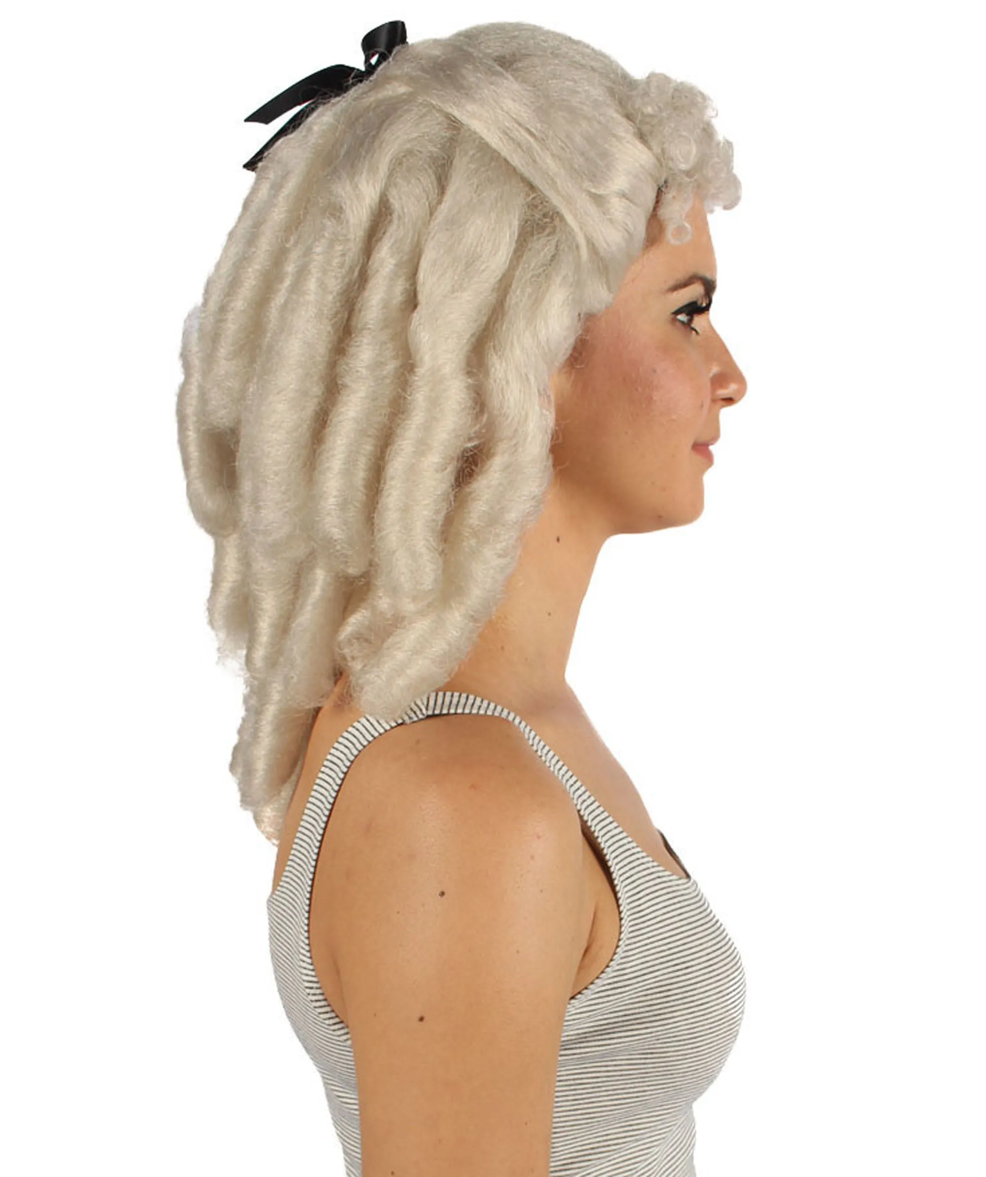 Womens Colonial Ladies 18th Century Curly Wig | Blonde Historical Wigs | Premium Breathable Capless Cap