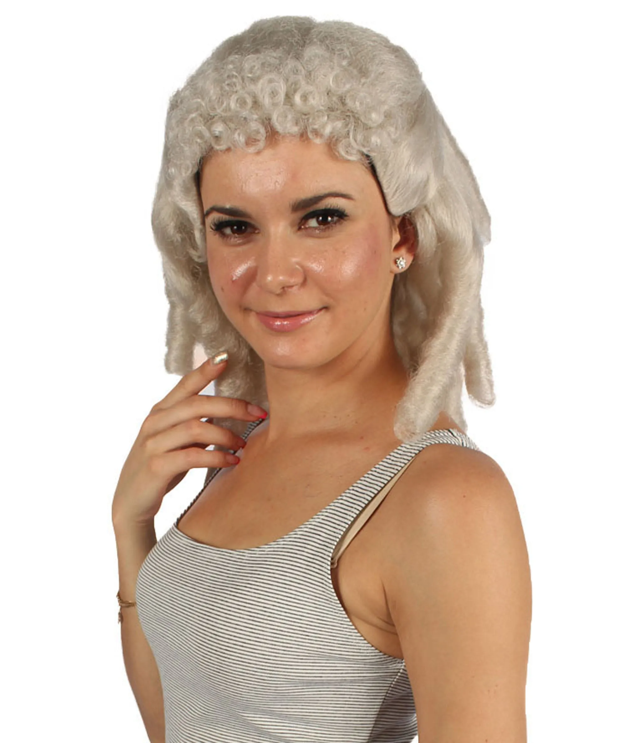 Womens Colonial Ladies 18th Century Curly Wig | Blonde Historical Wigs | Premium Breathable Capless Cap