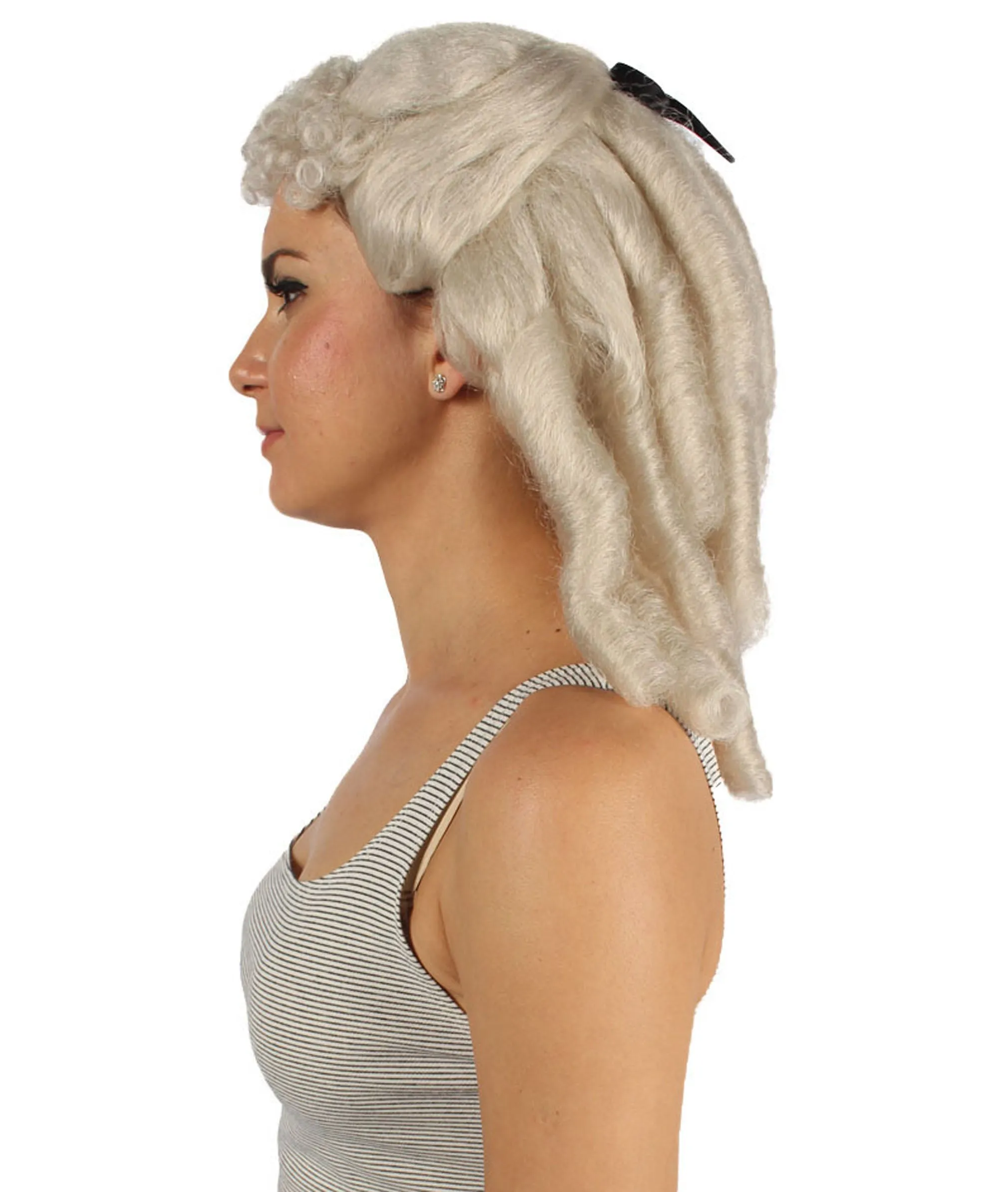 Womens Colonial Ladies 18th Century Curly Wig | Blonde Historical Wigs | Premium Breathable Capless Cap