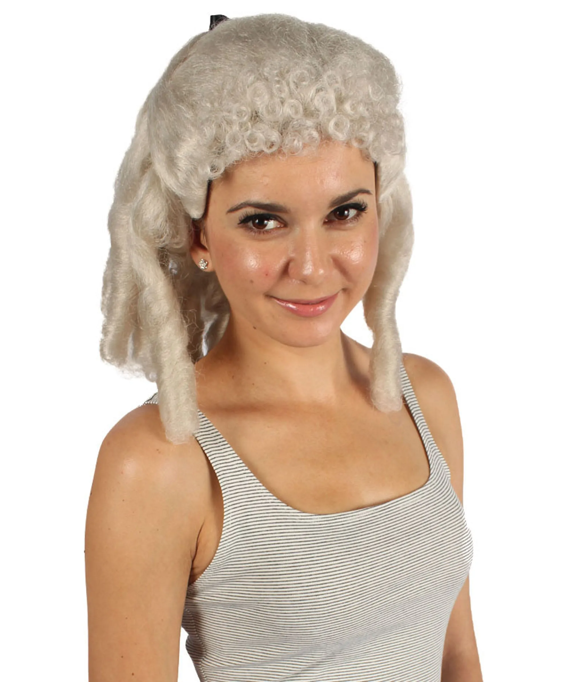 Womens Colonial Ladies 18th Century Curly Wig | Blonde Historical Wigs | Premium Breathable Capless Cap