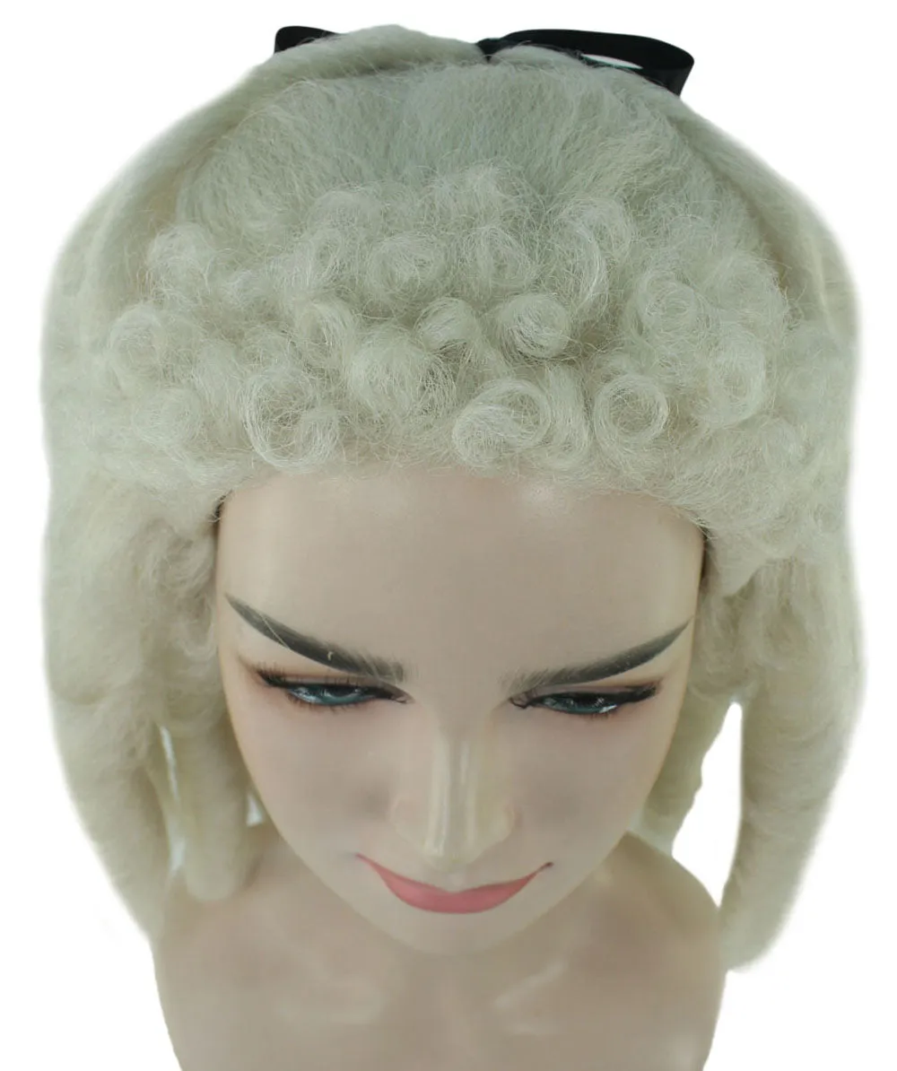 Womens Colonial Ladies 18th Century Curly Wig | Blonde Historical Wigs | Premium Breathable Capless Cap
