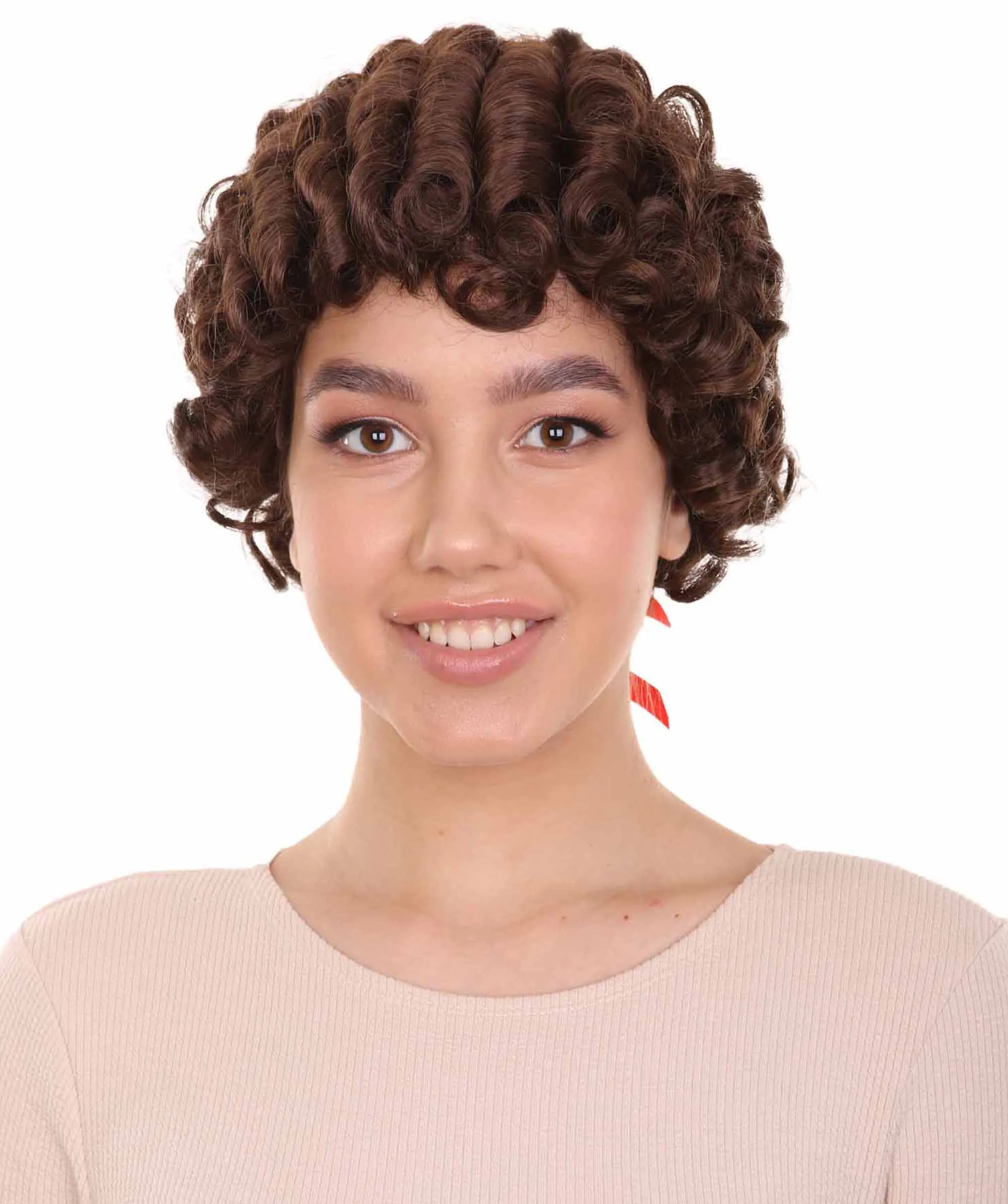 Women's Colonial Lady Curly Black Historical Wig | Premium Breathable Capless Cap