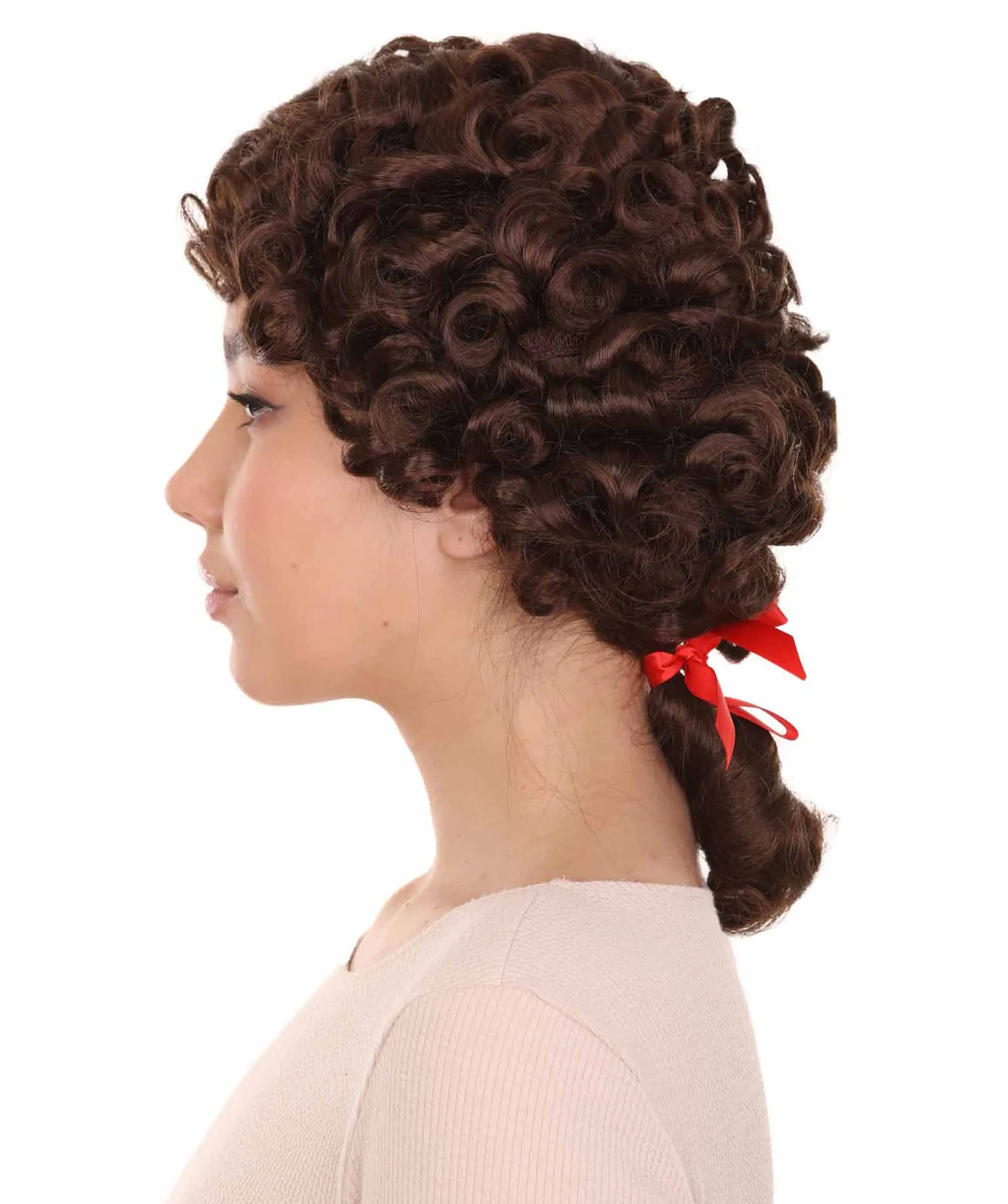 Women's Colonial Lady Curly Black Historical Wig | Premium Breathable Capless Cap