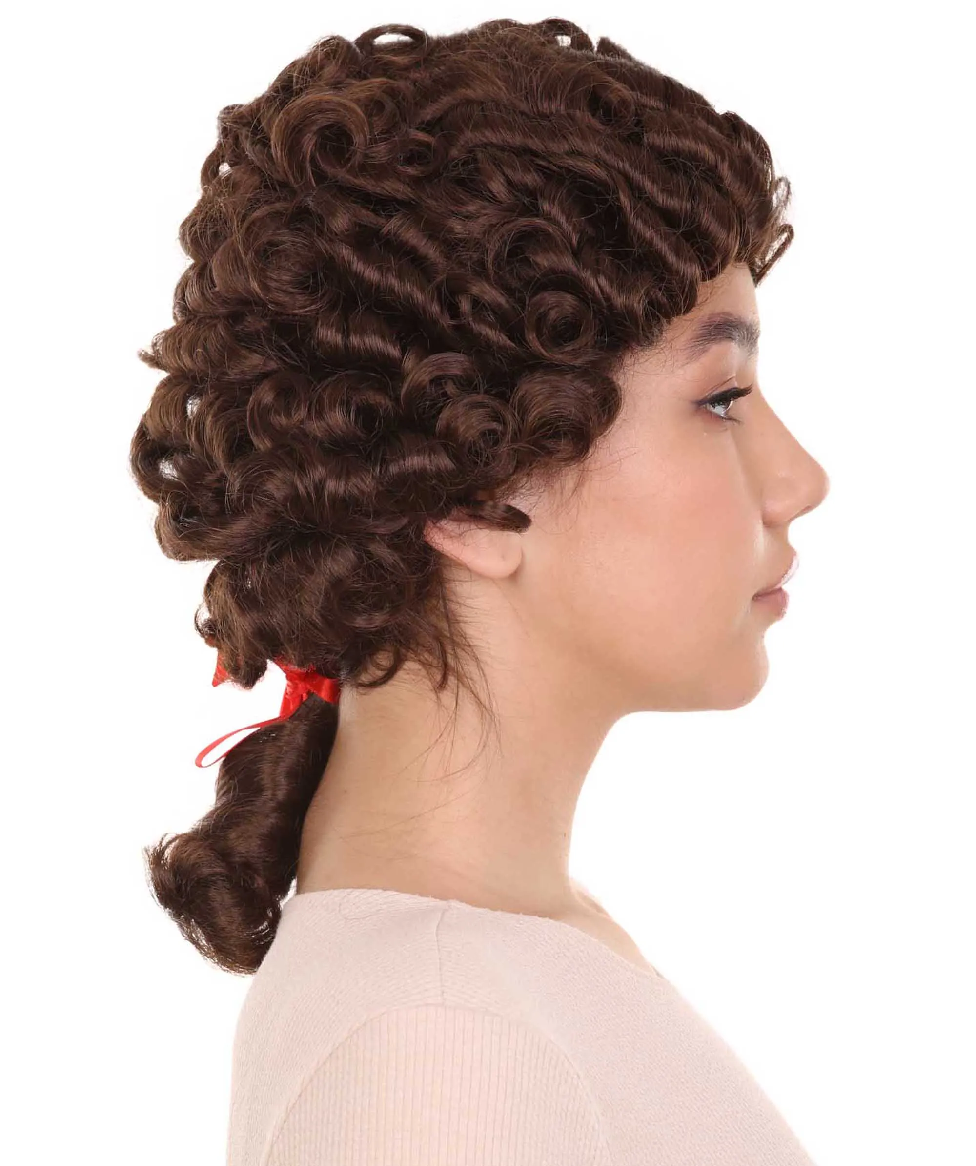Women's Colonial Lady Curly Black Historical Wig | Premium Breathable Capless Cap