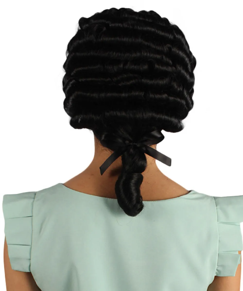 Women's Colonial Lady Curly Black Historical Wig | Premium Breathable Capless Cap