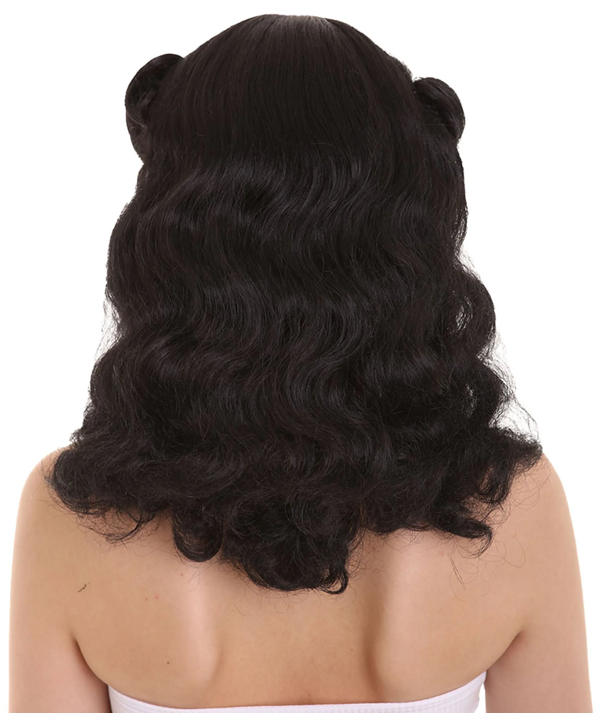 Womens Drag Pin Up Wig , Black Celebrity Wigs , Premium Breathable Capless Cap
