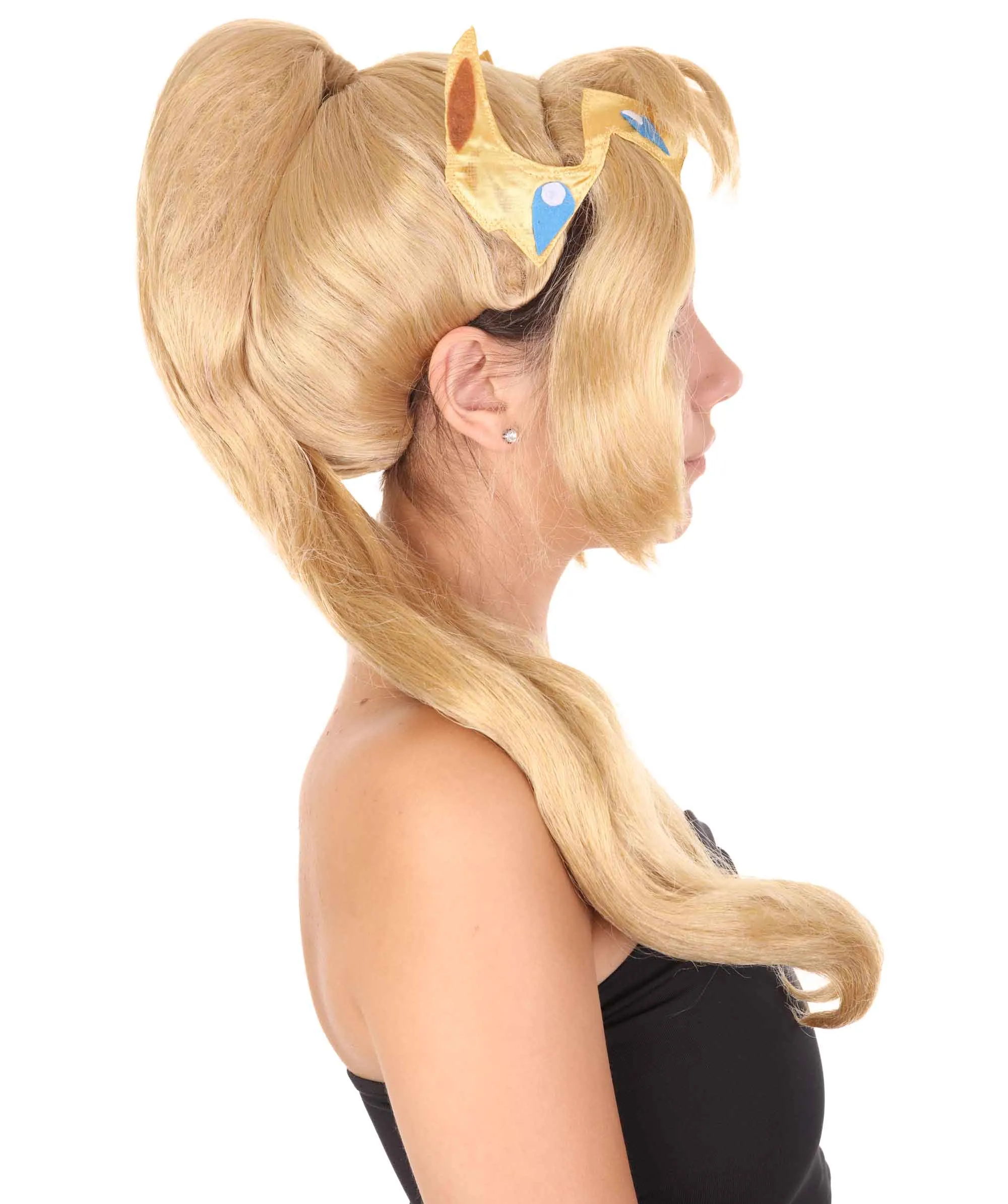 Womens Fantasy Comic Cosplay Ponytail Wig , Gold TV/Movie Wigs , Premium Breathable Capless Cap