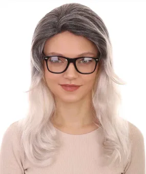 Womens Film Wig | Black & Grey TV/Movie Wigs | Premium Breathable Capless Cap