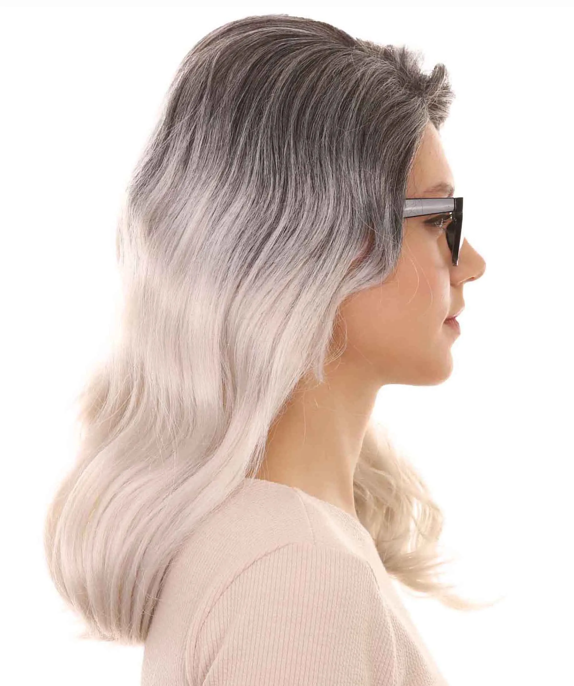 Womens Film Wig | Black & Grey TV/Movie Wigs | Premium Breathable Capless Cap
