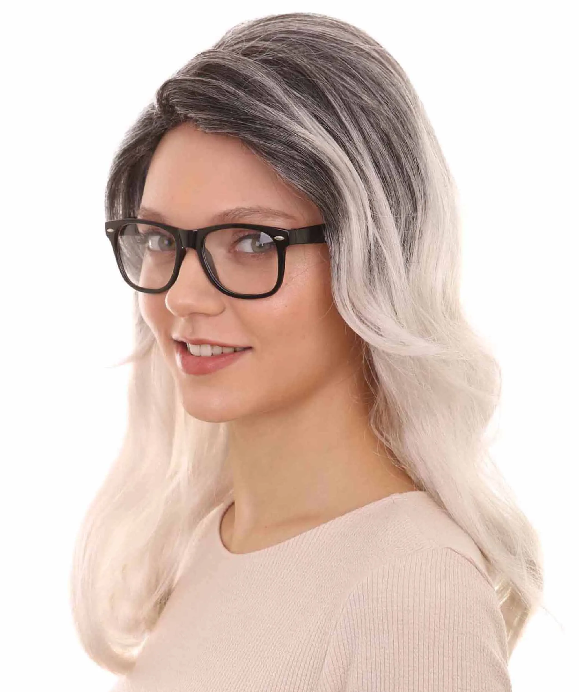 Womens Film Wig | Black & Grey TV/Movie Wigs | Premium Breathable Capless Cap