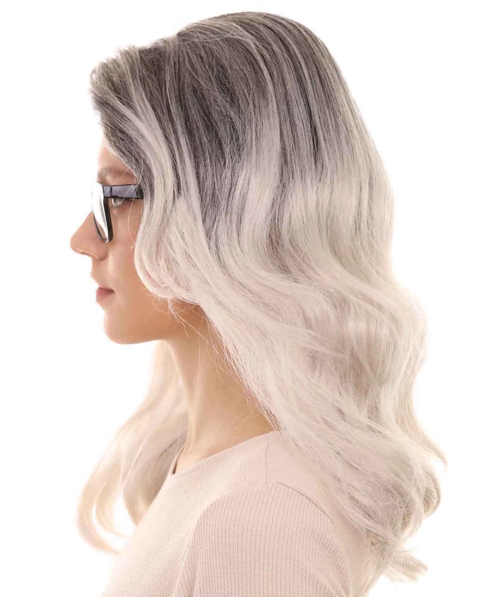 Womens Film Wig | Black & Grey TV/Movie Wigs | Premium Breathable Capless Cap