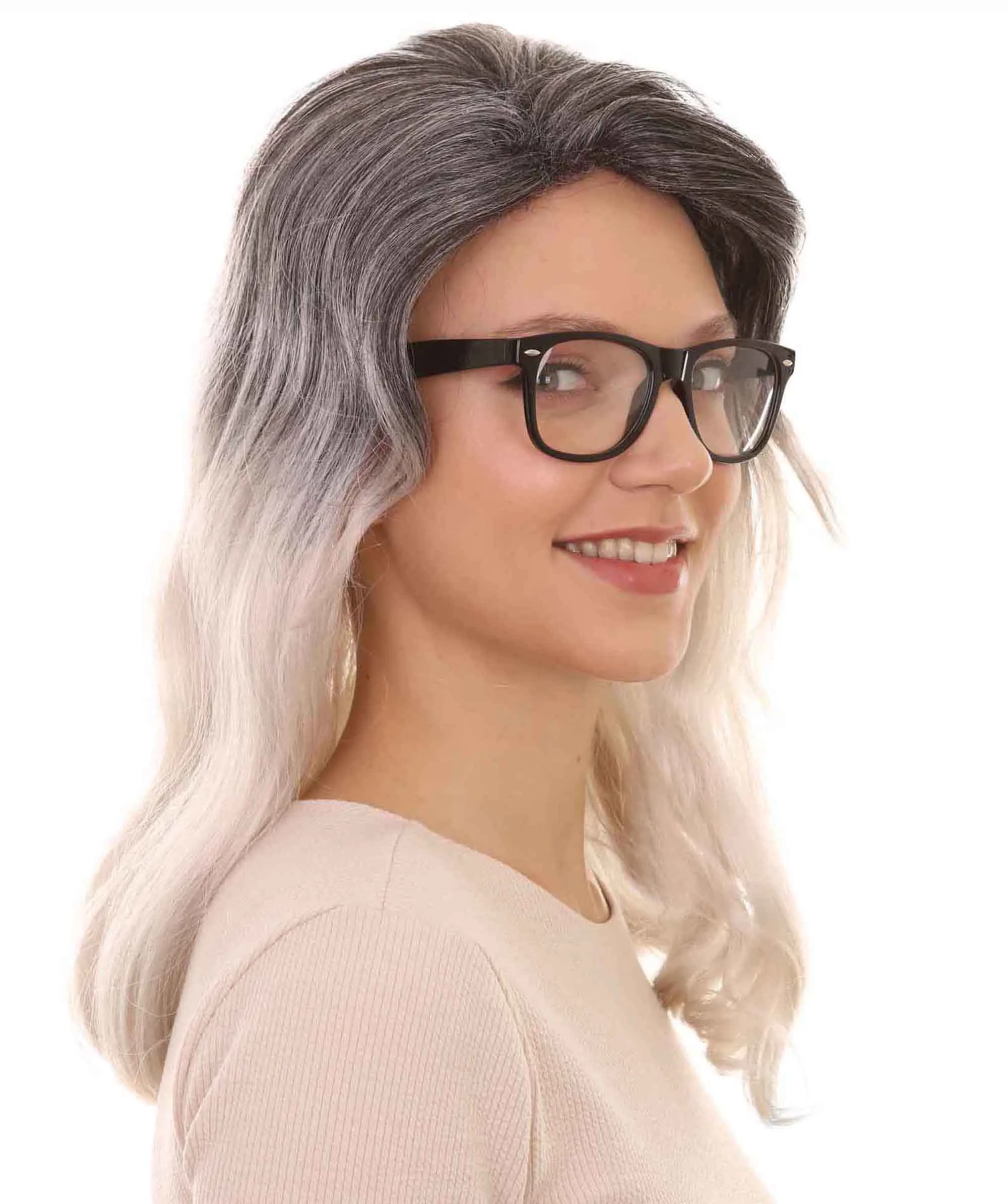 Womens Film Wig | Black & Grey TV/Movie Wigs | Premium Breathable Capless Cap