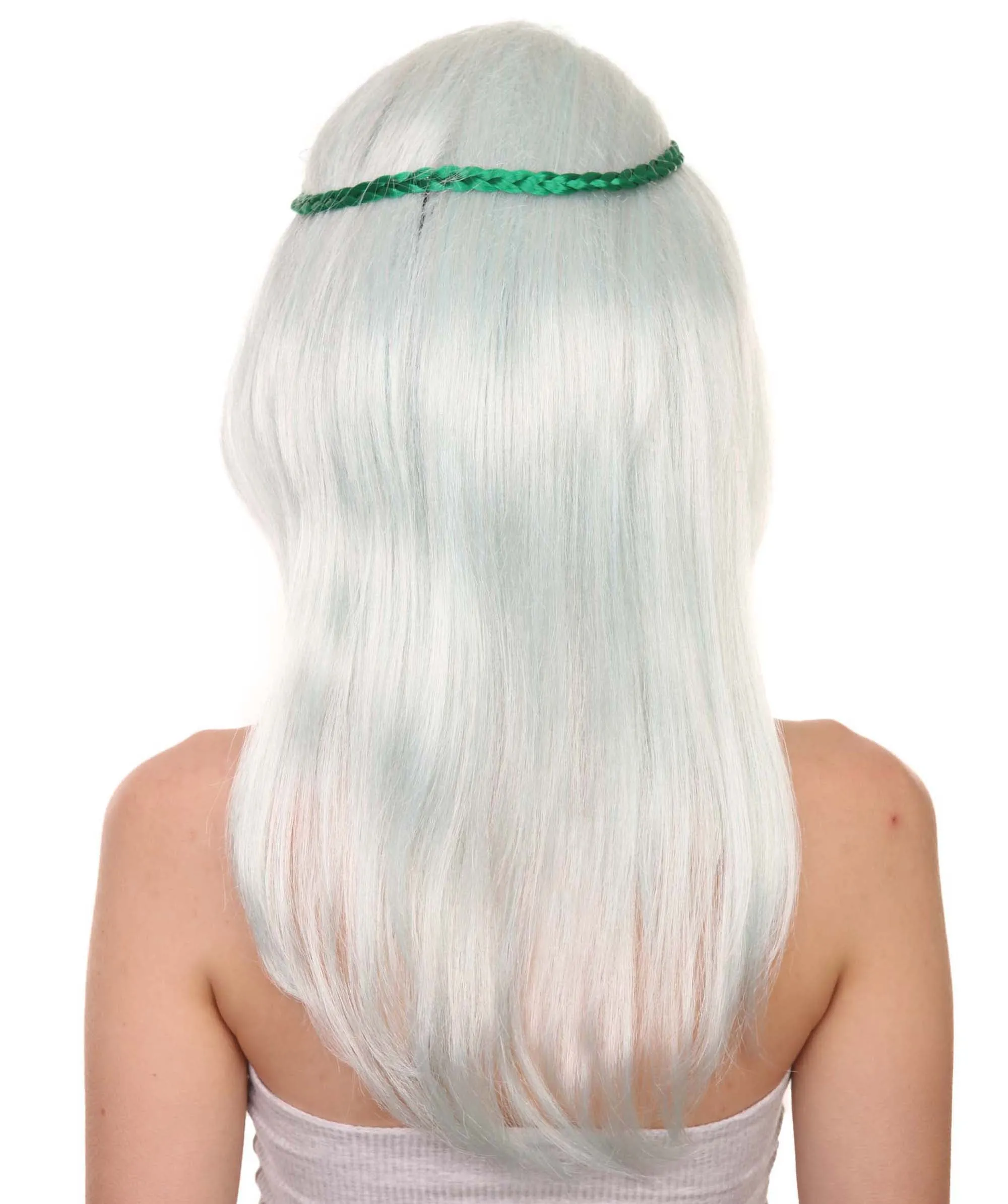 Womens Floral Fantasy Lt Green Wig with Flower Crown | Storybook & Fairytale Wigs | Premium Breathable Capless Cap
