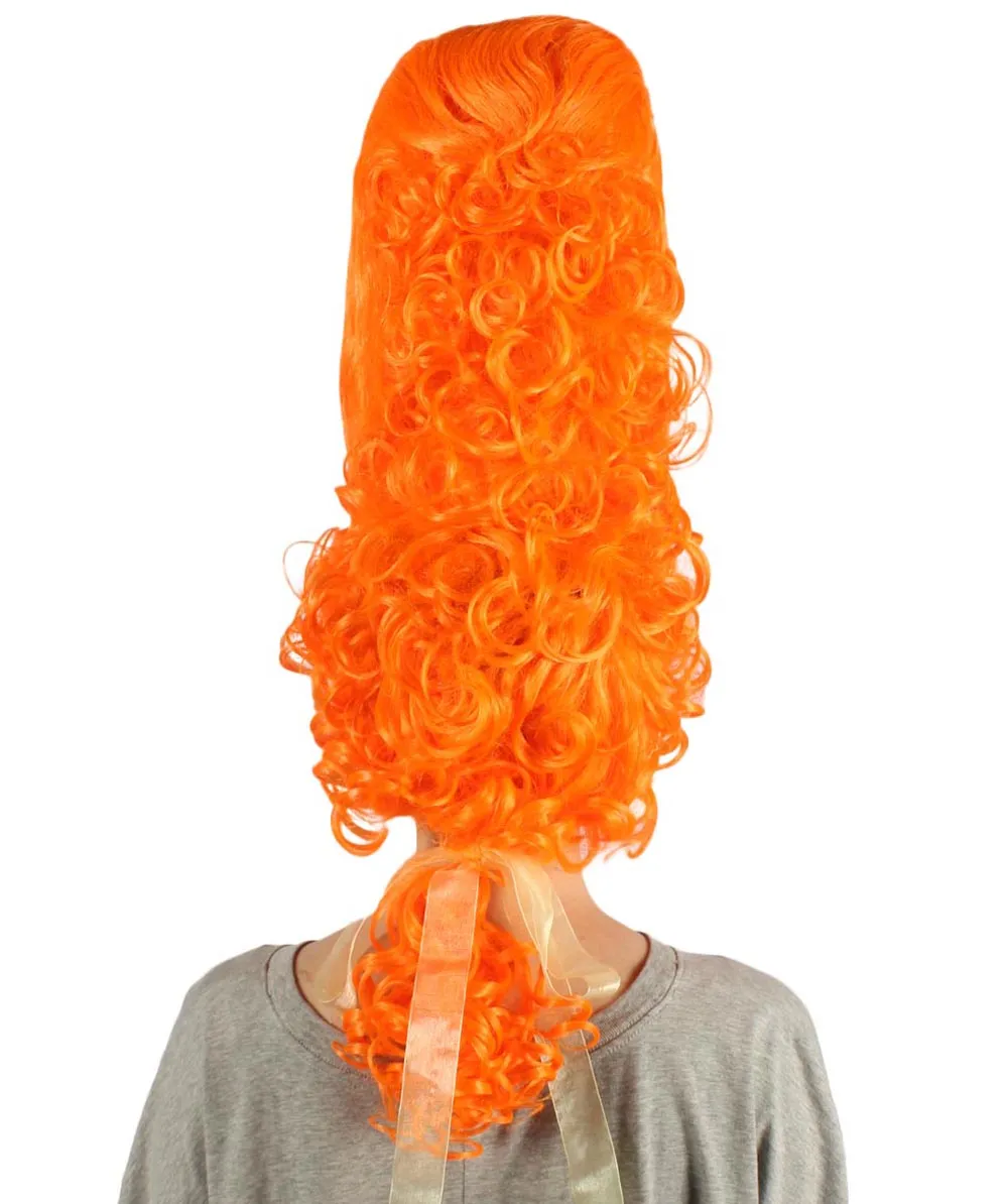 Women's Historical Curly Wig | Orange Colonial Cosplay Wig | Premium Breathable Capless Cap