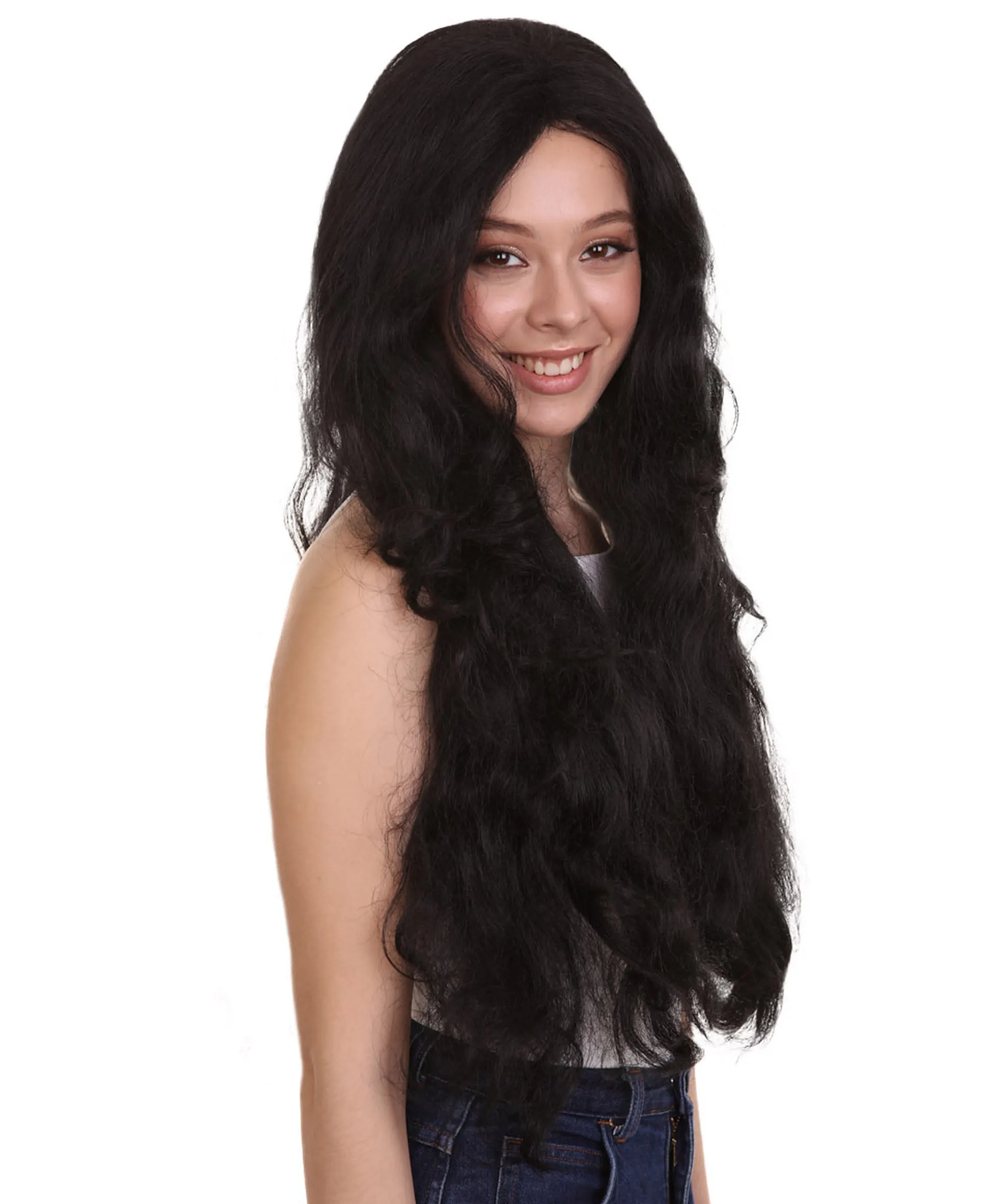 Women's Long Black Straight Side Part Cosplay Wig | Premium Breathable Capless Cap