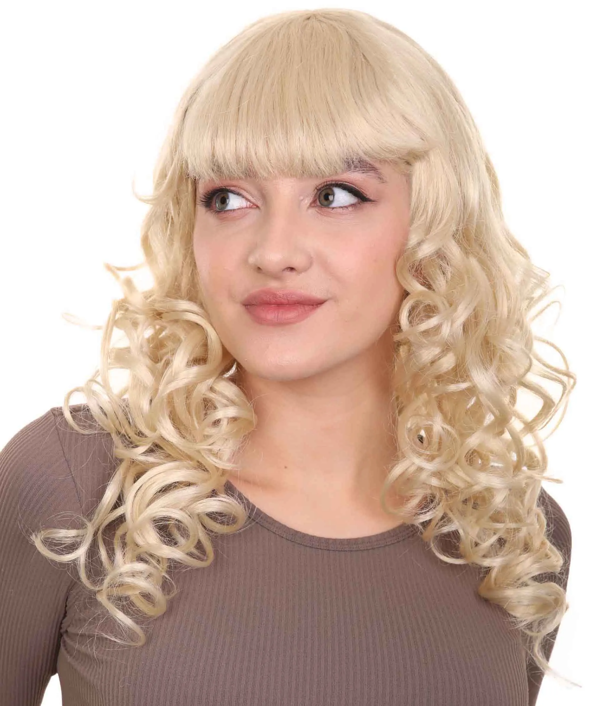 Womens Long Blonde Curly Wig | Dramatical Fancy Wig | Premium Breathable Capless Cap