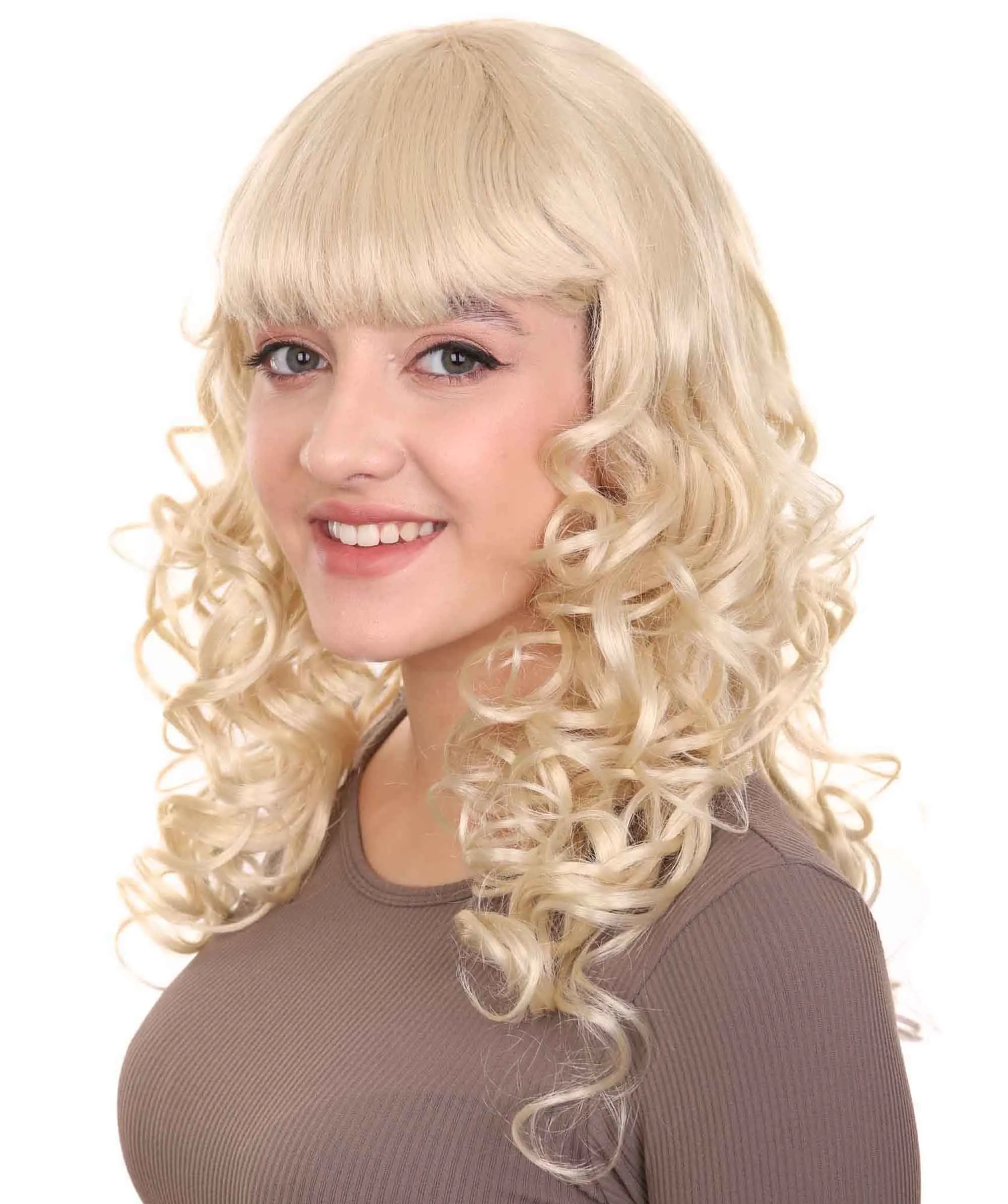 Womens Long Blonde Curly Wig | Dramatical Fancy Wig | Premium Breathable Capless Cap