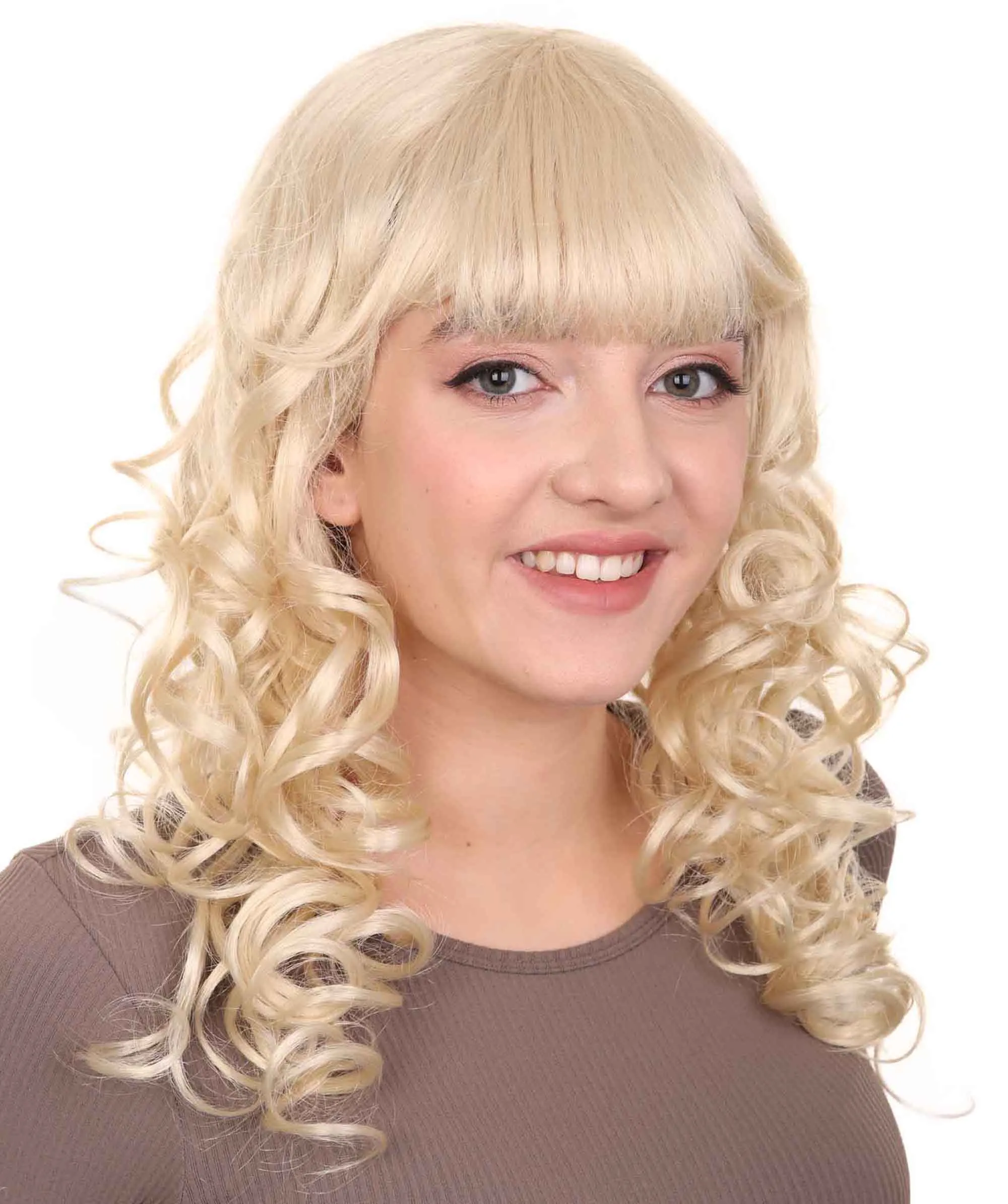 Womens Long Blonde Curly Wig | Dramatical Fancy Wig | Premium Breathable Capless Cap