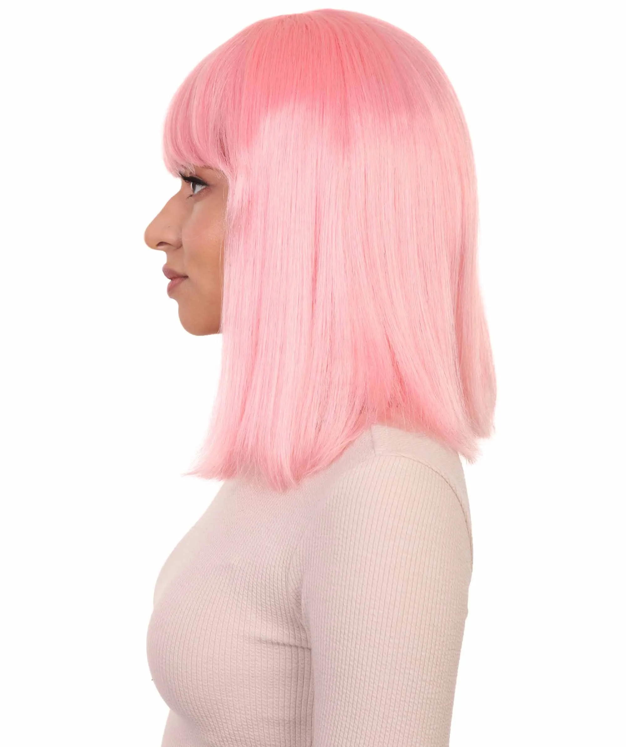 Womens Lt. Pink Bob Wig | Fancy Party Event Ready Halloween Wig | Premium Breathable Capless Cap