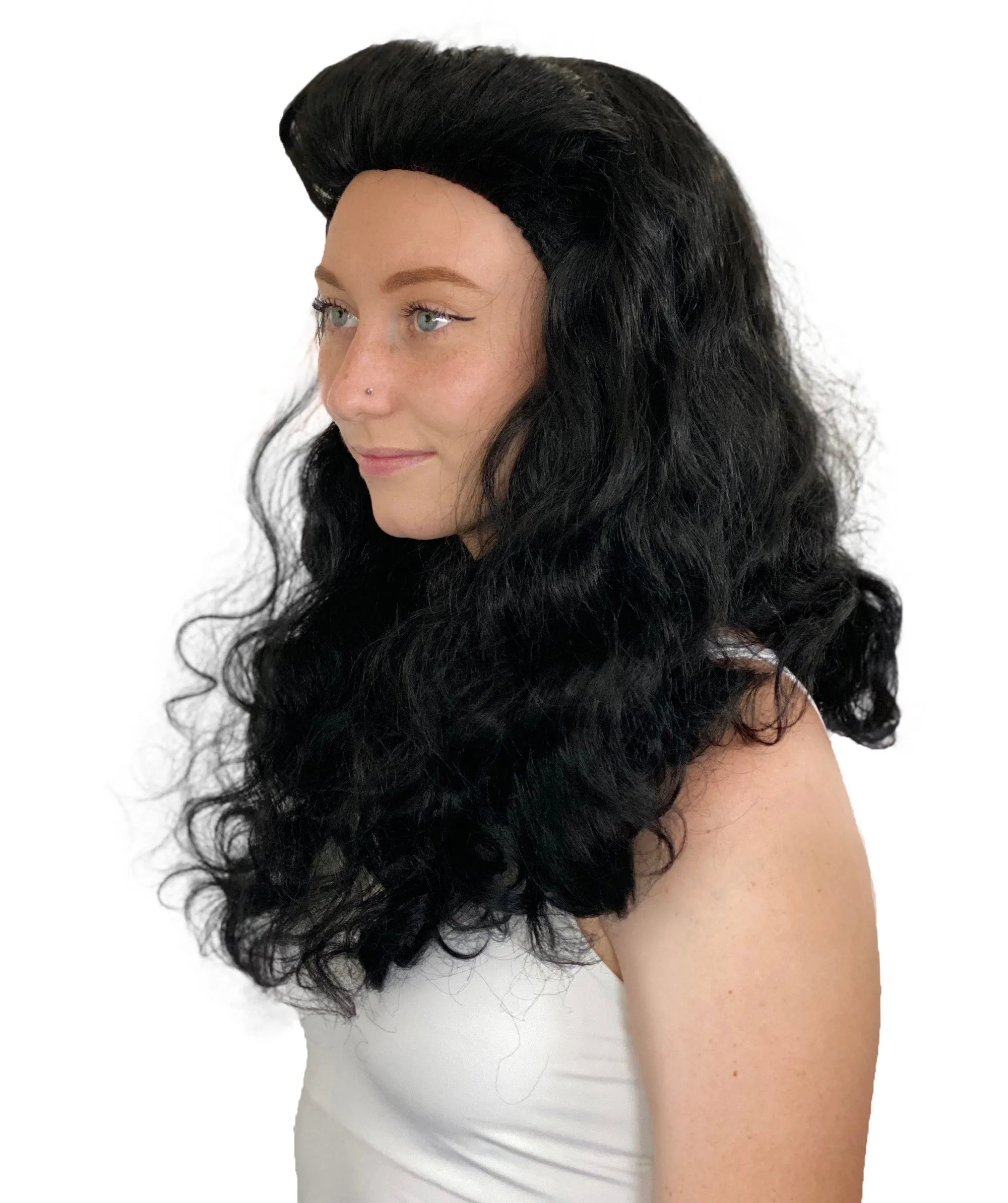 Womens Pin Up Babe Wig | Black Natural Looking Traditional Wig | Premium Breathable Capless Cap