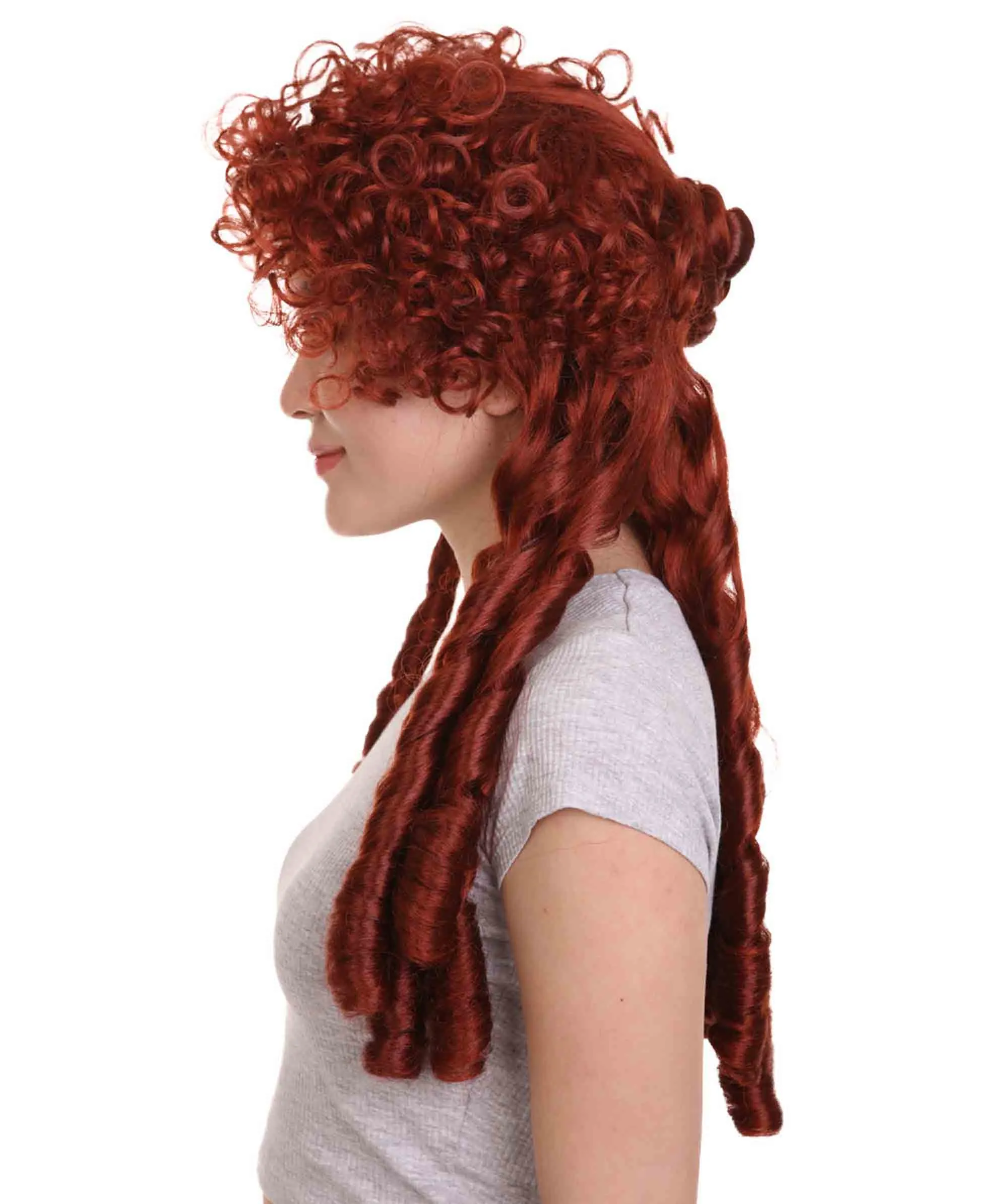 Womens Renaissance Lady Colonial Wig | Red Historical Wigs | Premium Breathable Capless Cap